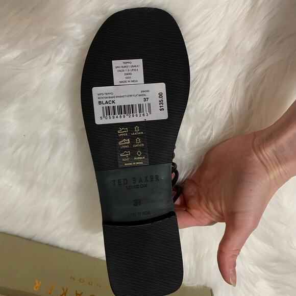 New in Box Ted Baker Teppo Snake Print Spaghetti Strap Flat Sandal - Picture 4 of 6